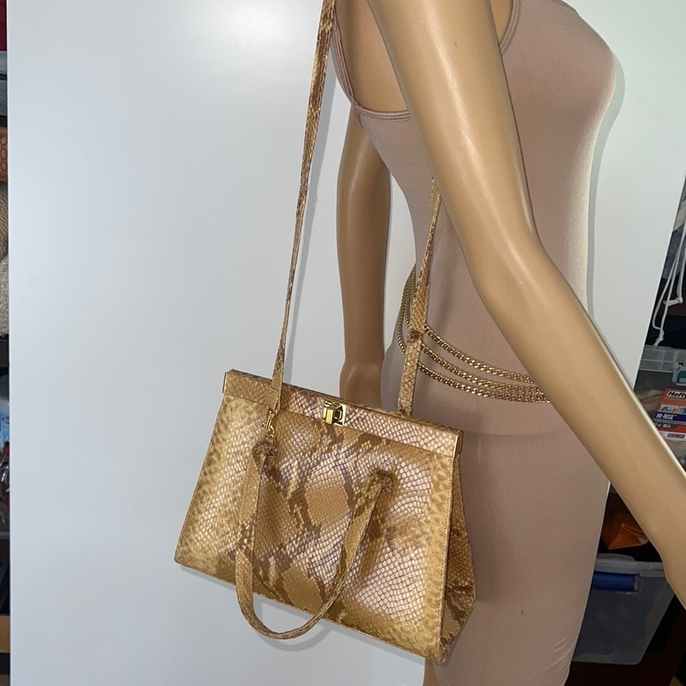 Susan Gail Python Structured Hand Bag Shoulder Bag - image 2